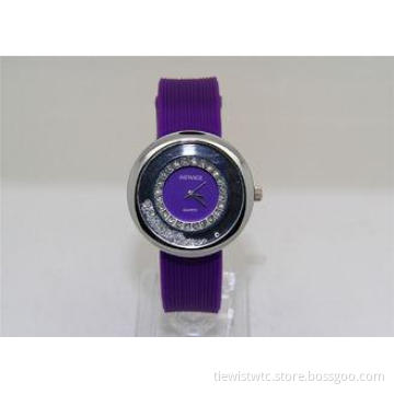 Purple elegant lady shiny diamond quartz watch small face l